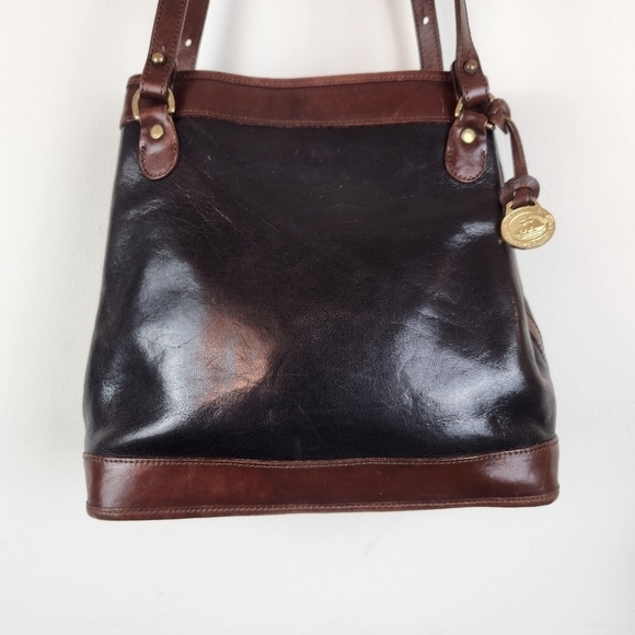 Brahmin Vintage Leather Shoulder Bag Brown Black With Hang Tag - Picture 2 of 11